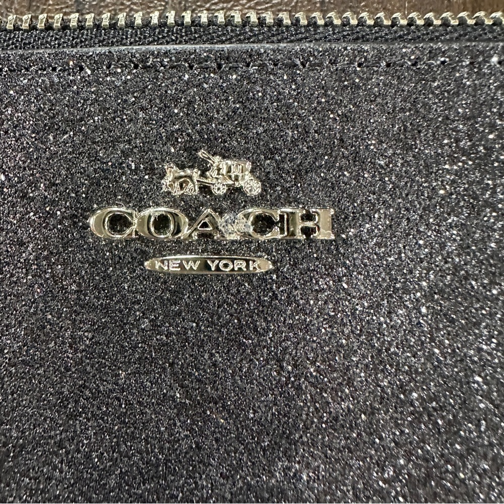 VTG Coach Glitter Black Wristlet with Silver Hardware - Picture 2 of 7